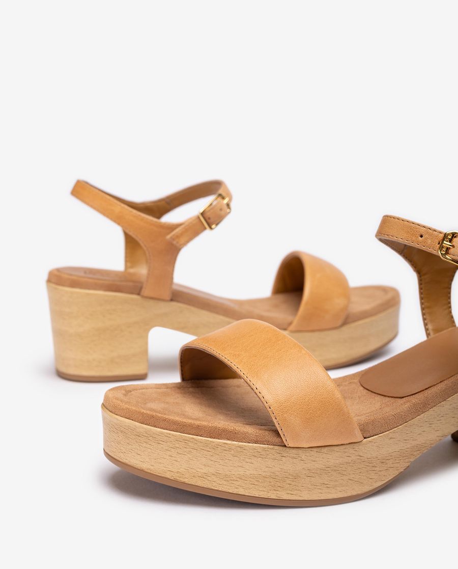 Unisa Mujer Sandalia bloque efecto madera - Marrón