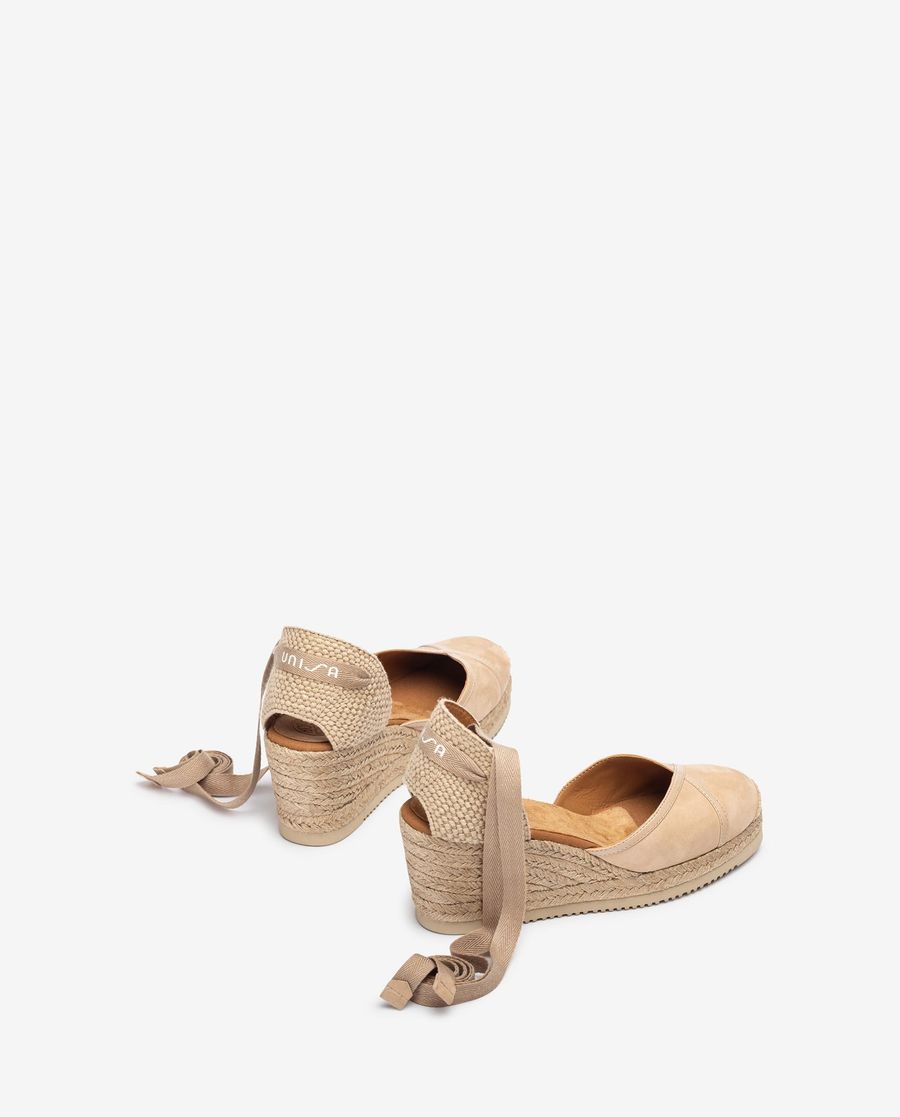 Unisa Mujer Alpargata anudada con rafia estampada - Beige