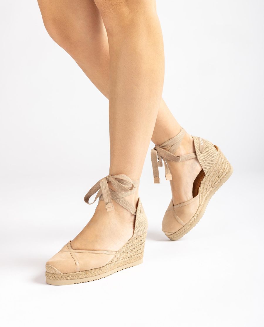 Unisa Mujer Alpargata anudada con rafia estampada - Beige