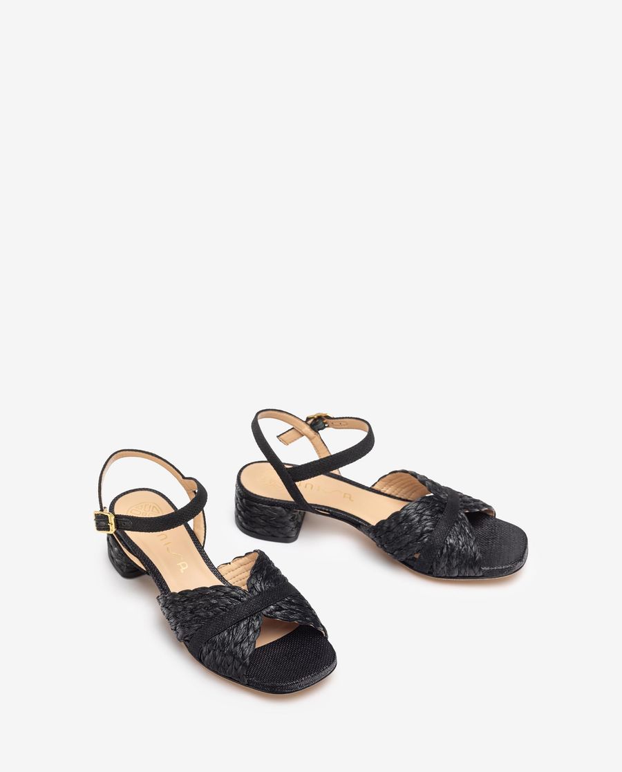 Unisa Mujer Sandalia fabricada en rafia - Negro