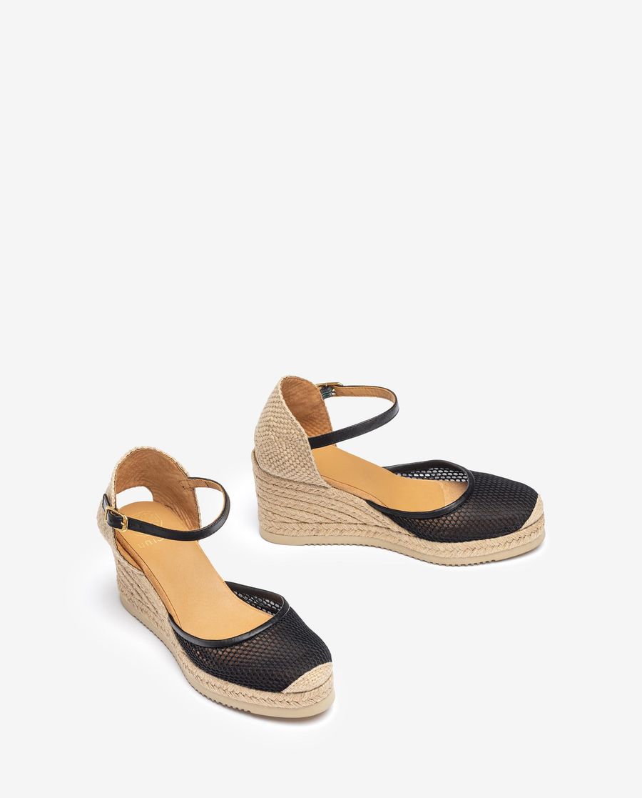 Unisa Mujer Alpargata con rejilla y piel - Negro