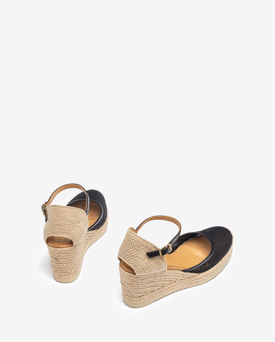 Unisa Mujer Alpargata con rejilla y piel - Negro