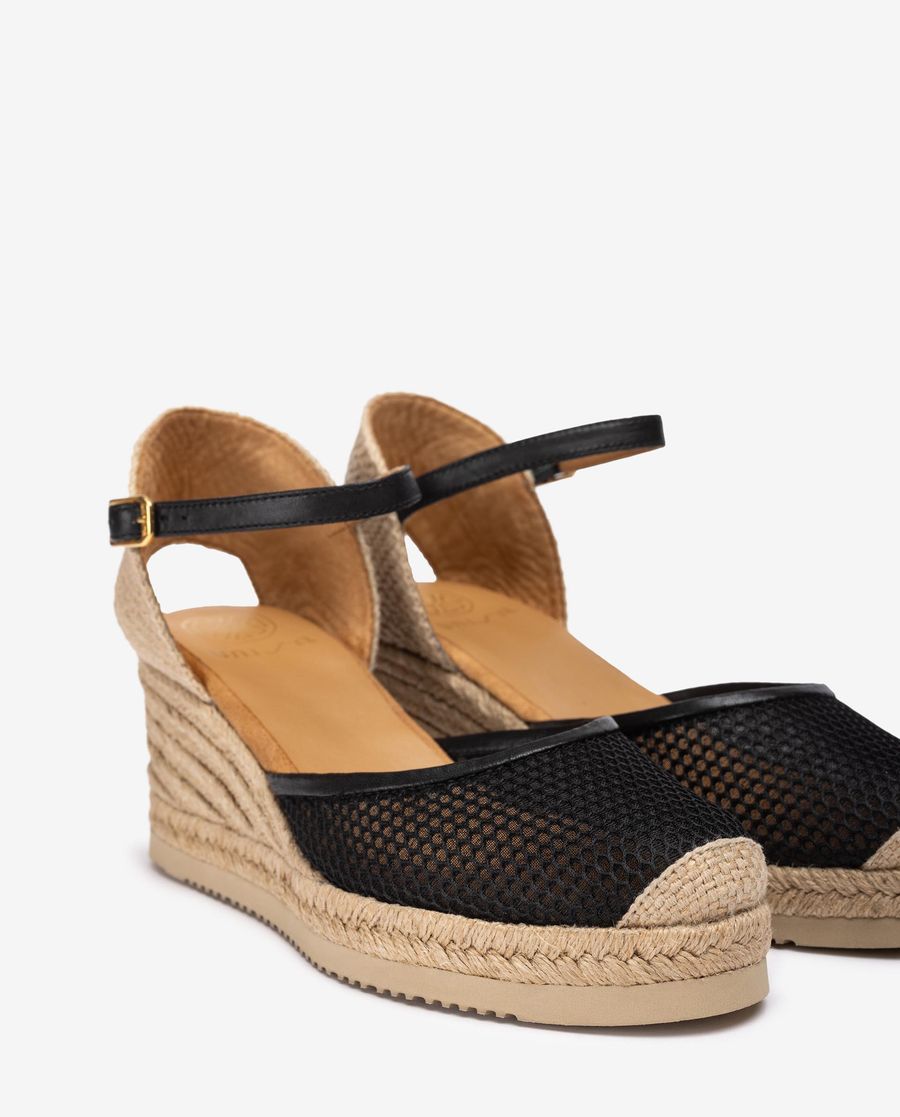 Unisa Mujer Alpargata con rejilla y piel - Negro