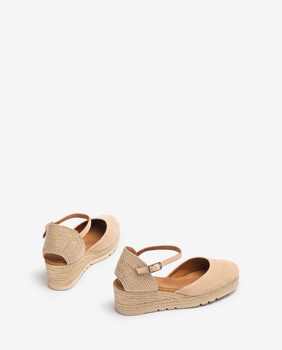 Unisa Mujer Alpargata de cuña baja en ante - Beige