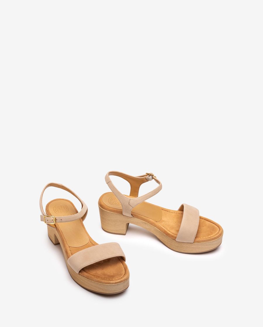Unisa Mujer Sandalia bloque efecto madera - Beige