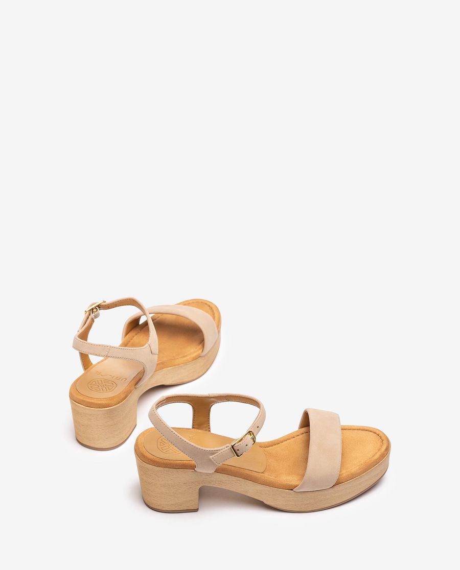 Unisa Mujer Sandalia bloque efecto madera - Beige