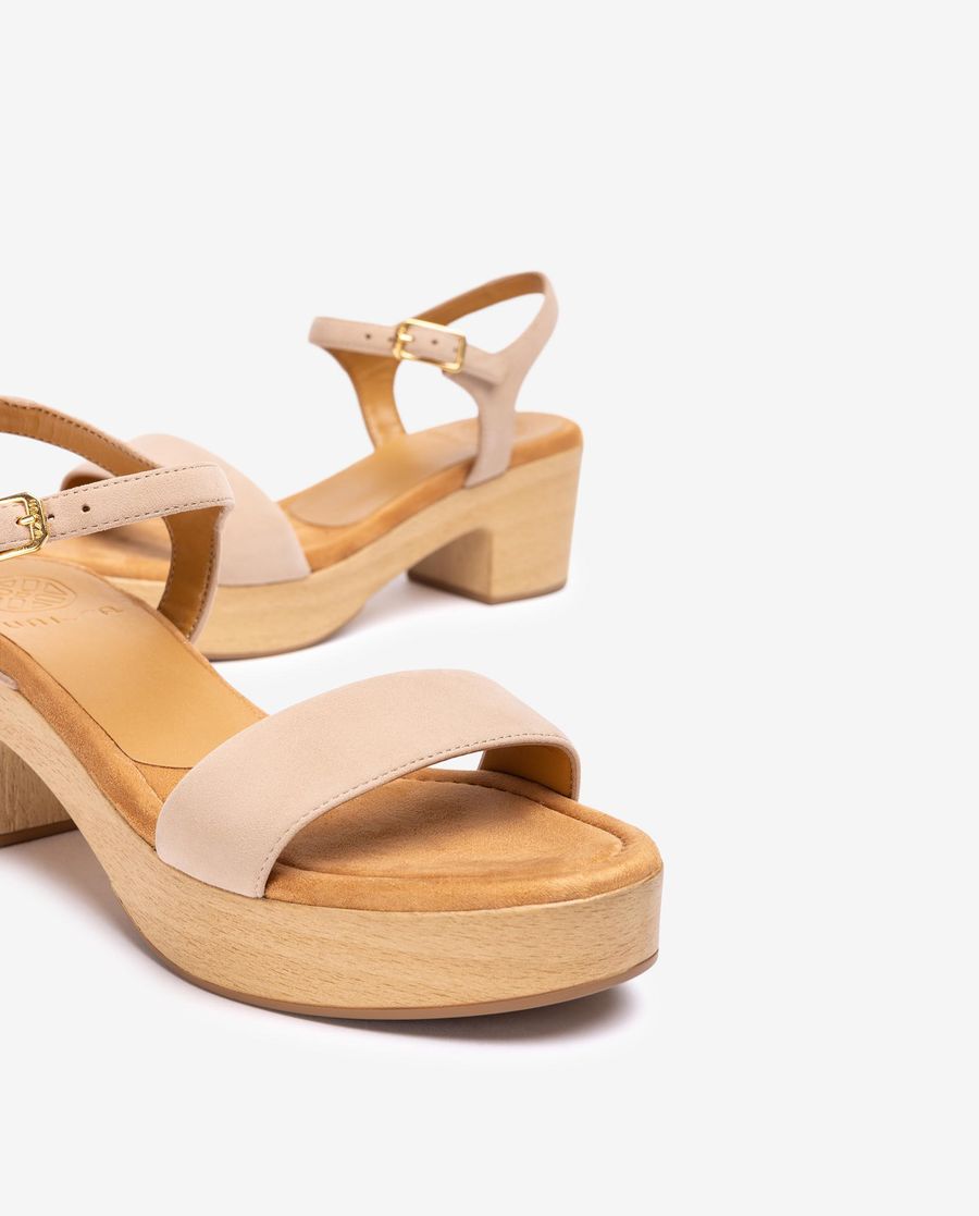 Unisa Mujer Sandalia bloque efecto madera - Beige