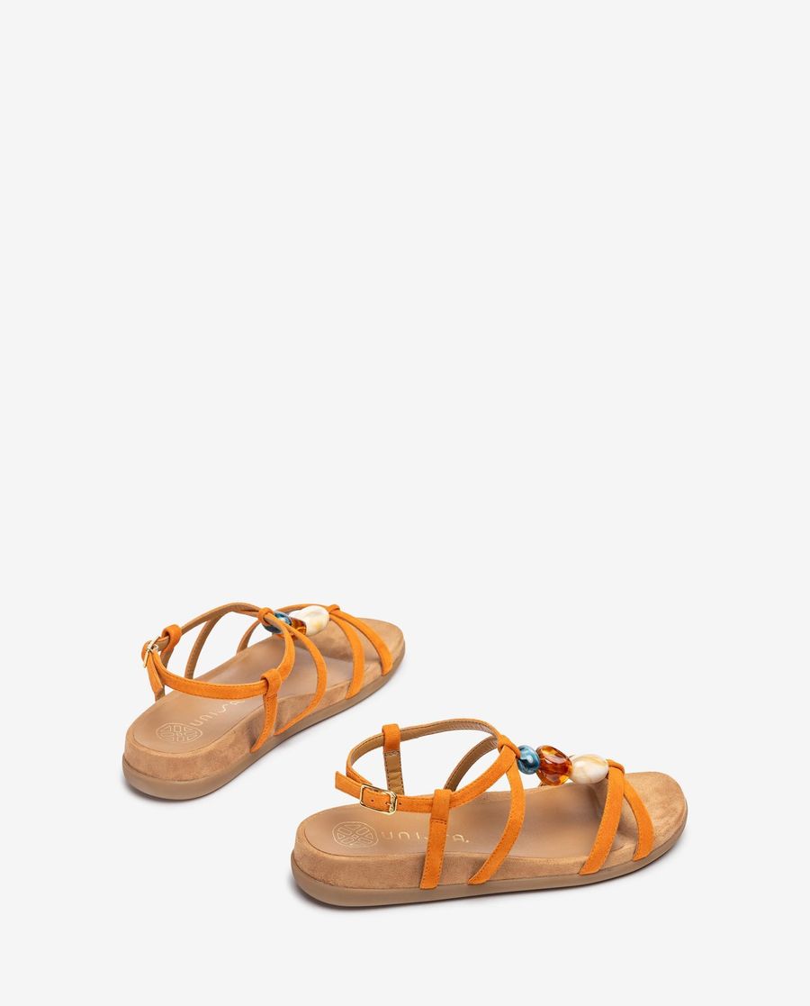Unisa Mujer Sandalia plana adorno de colores - Naranja