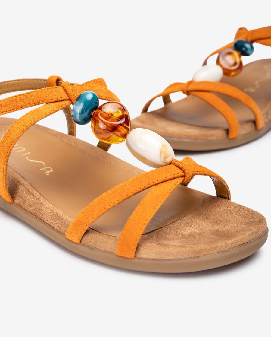 Unisa Mujer Sandalia plana adorno de colores - Naranja