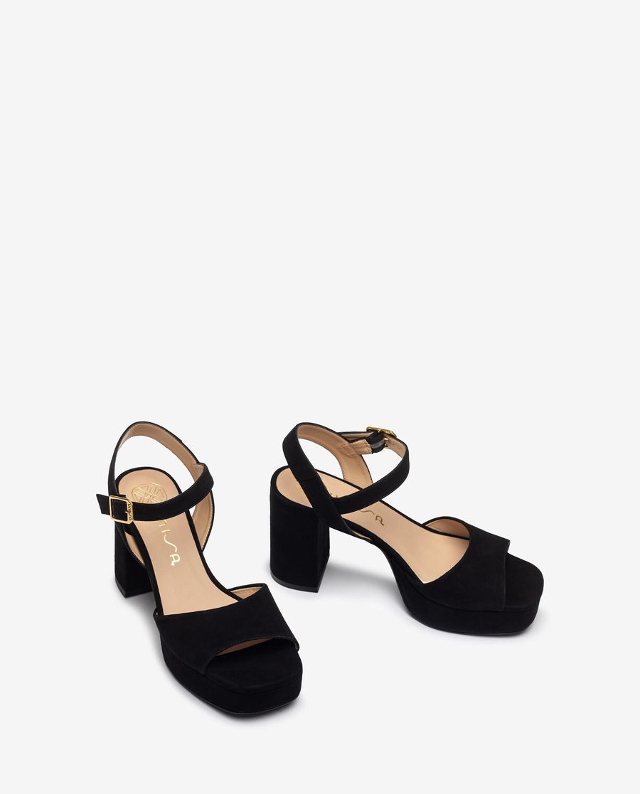 Unisa Mujer Sandalia de piel y tacón ancho - Negro