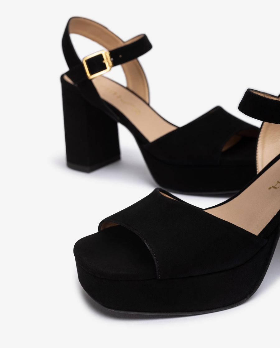 Unisa Mujer Sandalia de piel y tacón ancho - Negro