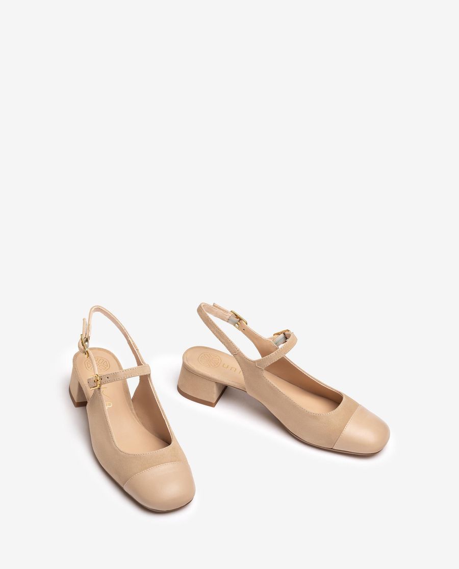 Unisa Mujer Merceditas de punta cuadrada destalonada - Beige