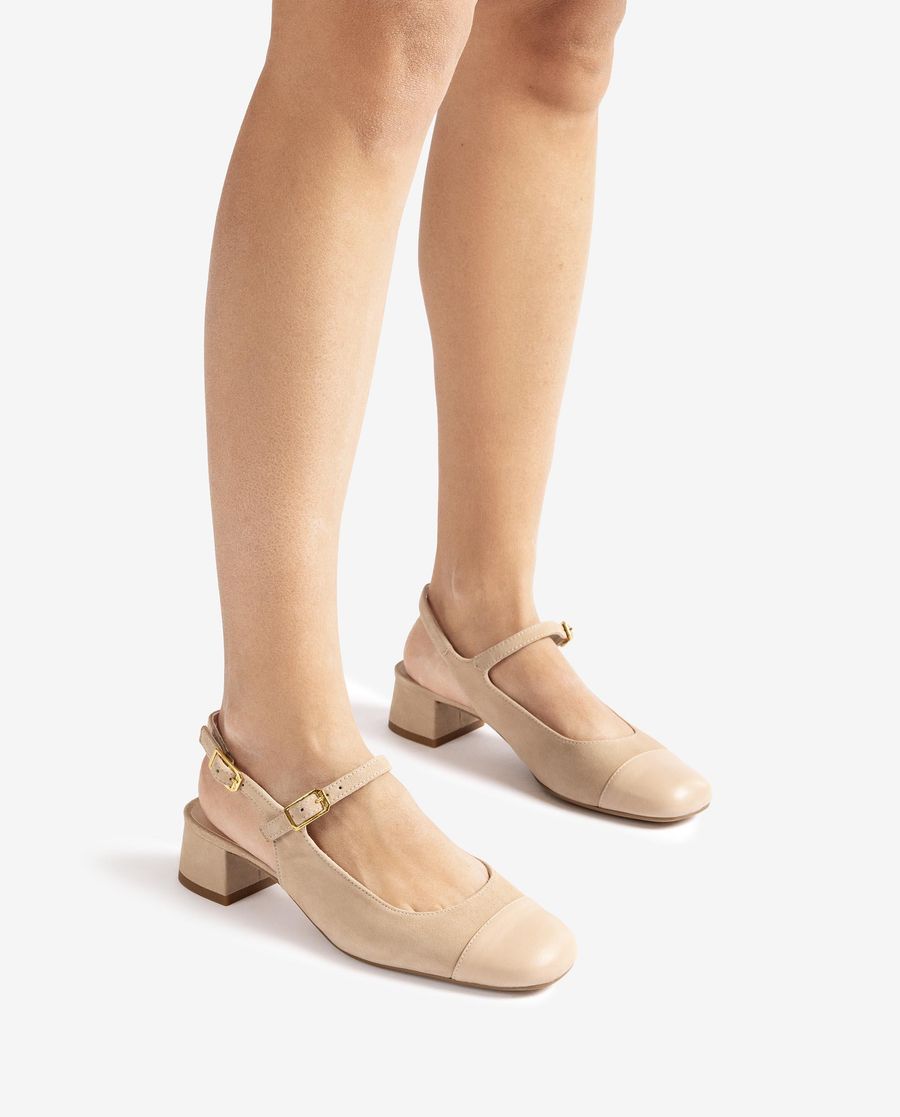 Unisa Mujer Merceditas de punta cuadrada destalonada - Beige