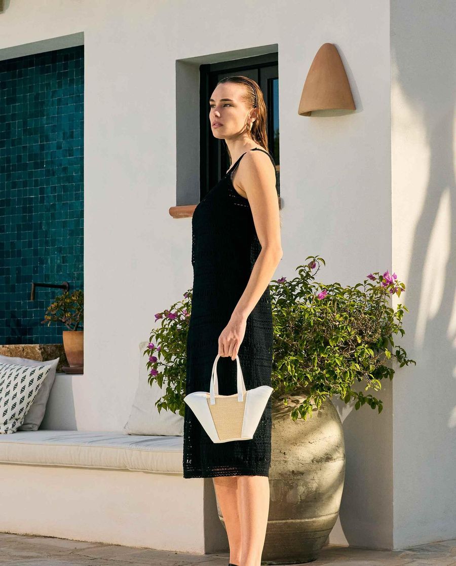Unisa Mujer Bolso pequeño de piel y rafia - Marrón