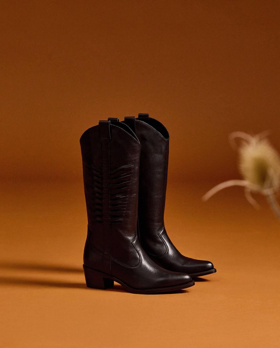 Unisa Mujer Bota cowboy con detalle en la caña - Negro