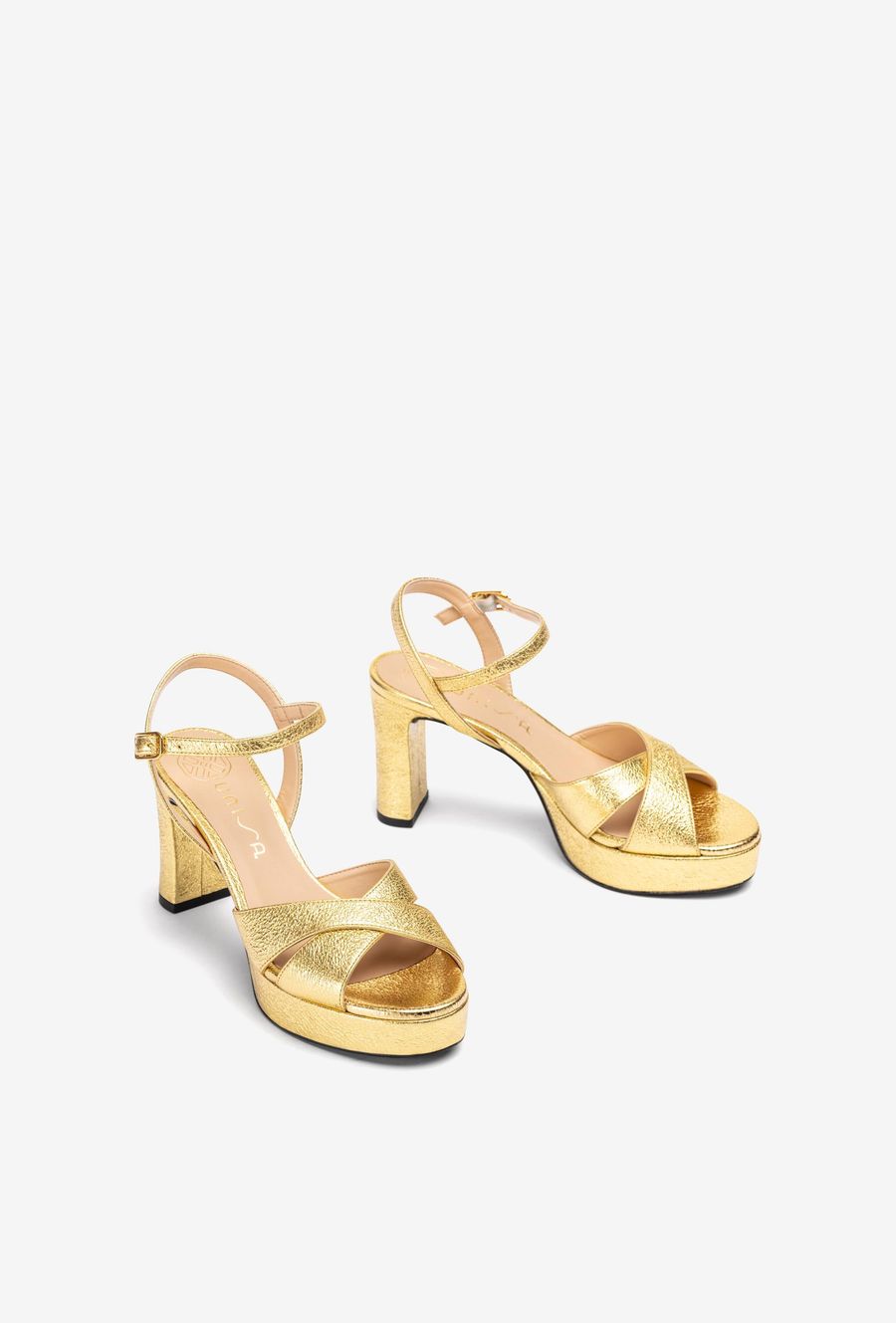 Unisa Mujer Sandalia con tacón y plataforma - Oro