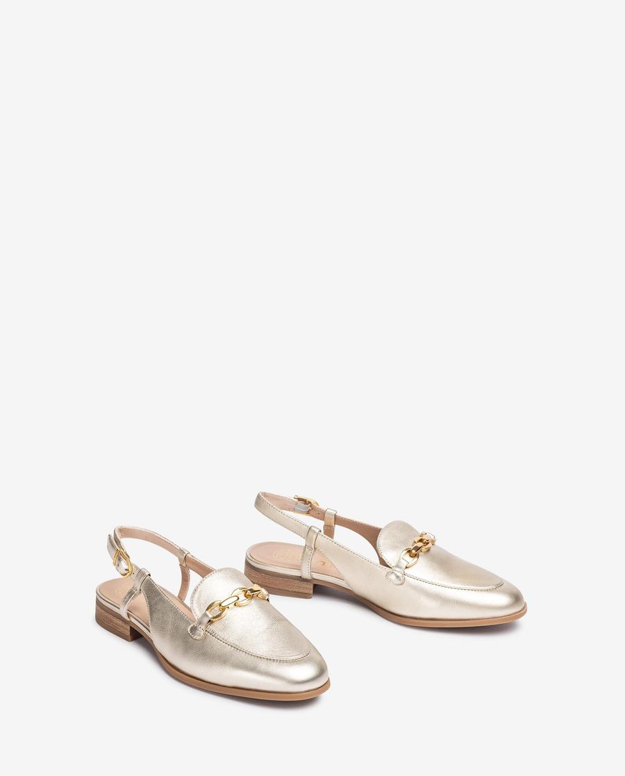 Unisa Mujer Mocasín plano destalonado - Oro