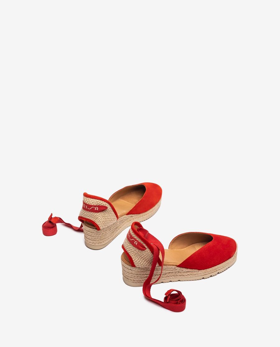 Unisa Mujer Alpargata baja con cordones - Rojo