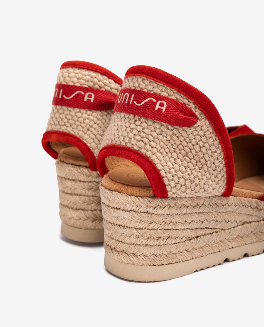 Unisa Mujer Alpargata baja con cordones - Rojo