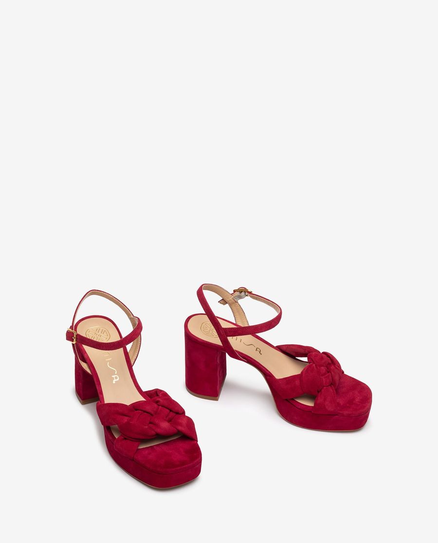 Unisa Mujer Sandalia con pala trenzada - Rojo
