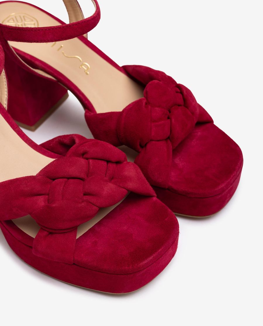 Unisa Mujer Sandalia con pala trenzada - Rojo