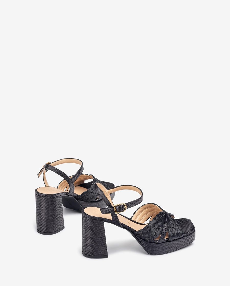 Unisa Mujer Sandalia de rafia con plataforma - Negro