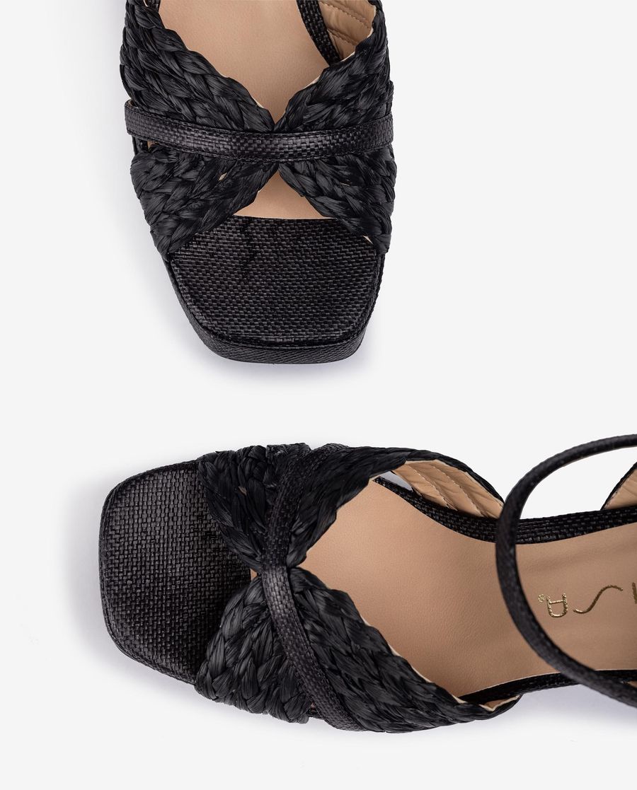 Unisa Mujer Sandalia de rafia con plataforma - Negro