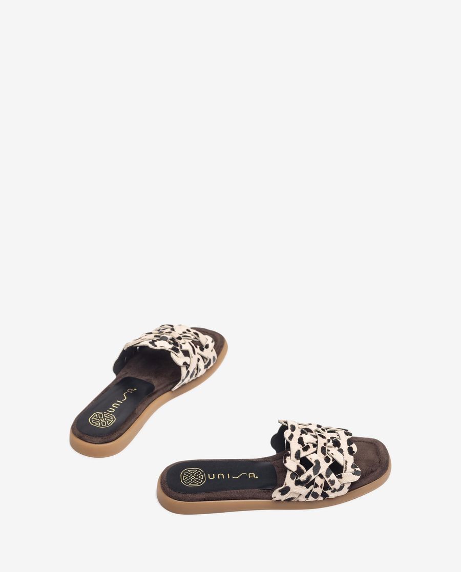 Unisa Mujer Sandalia plana con pala geométrica - Beige