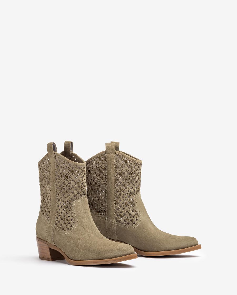 Unisa Mujer Botín cowboy con picados - Verde