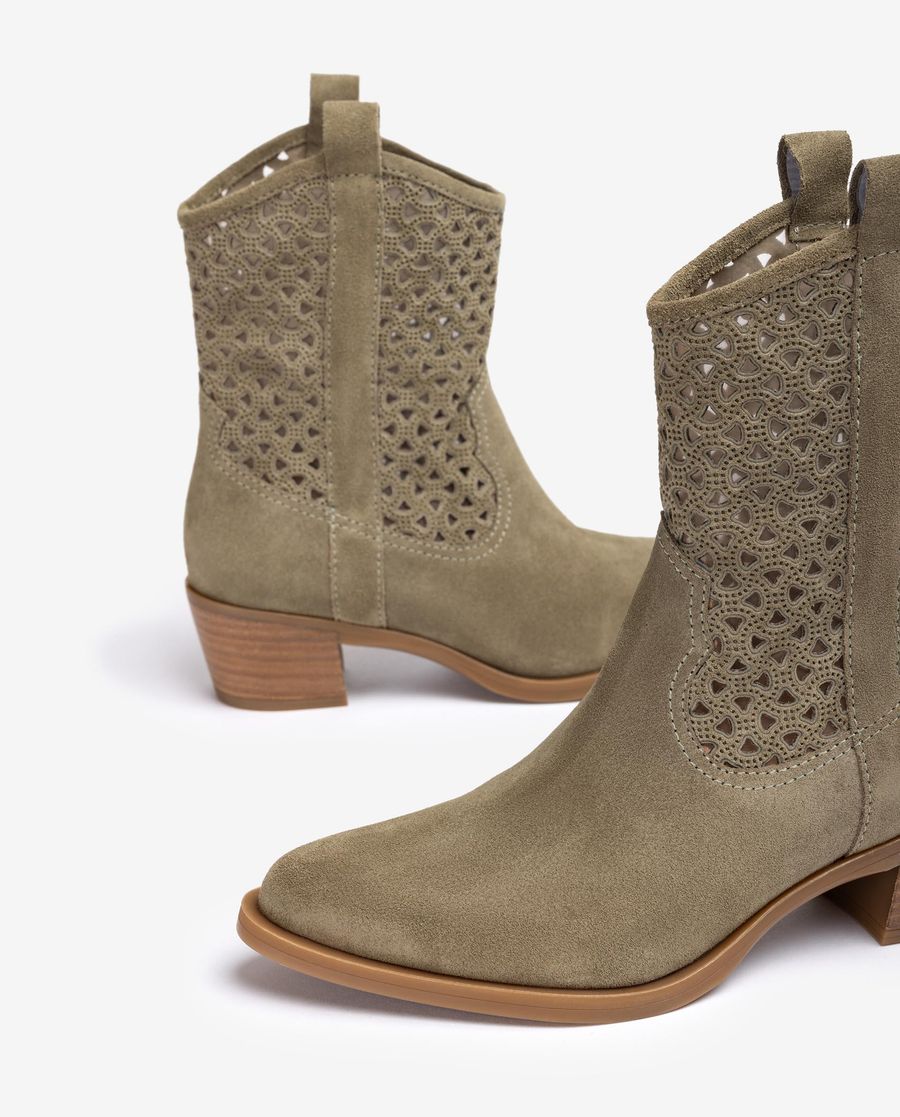 Unisa Mujer Botín cowboy con picados - Verde