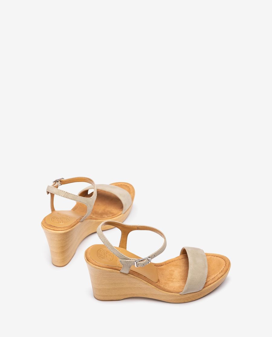 Unisa Mujer Sandalia con bloque-cuña efecto madera - Verde