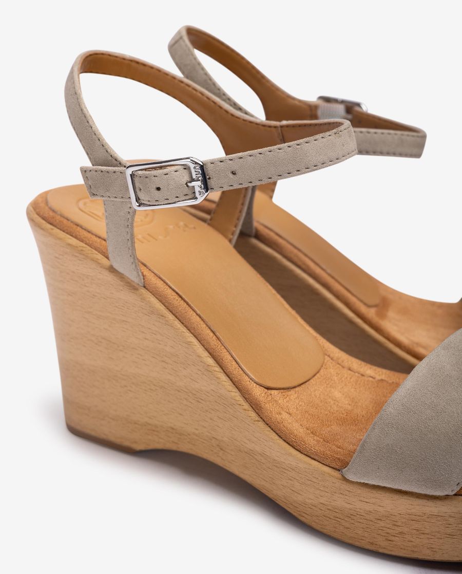 Unisa Mujer Sandalia con bloque-cuña efecto madera - Verde