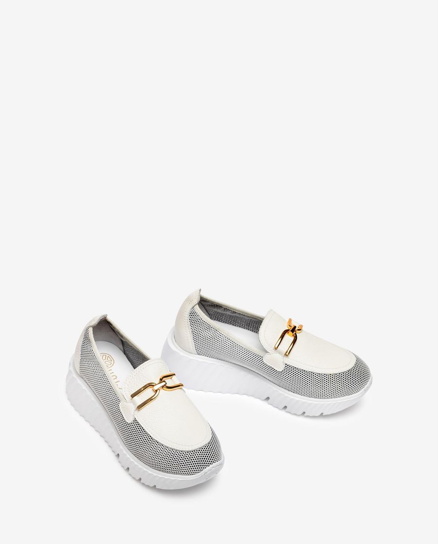 Unisa Mujer Mocasín de rejilla - Blanco