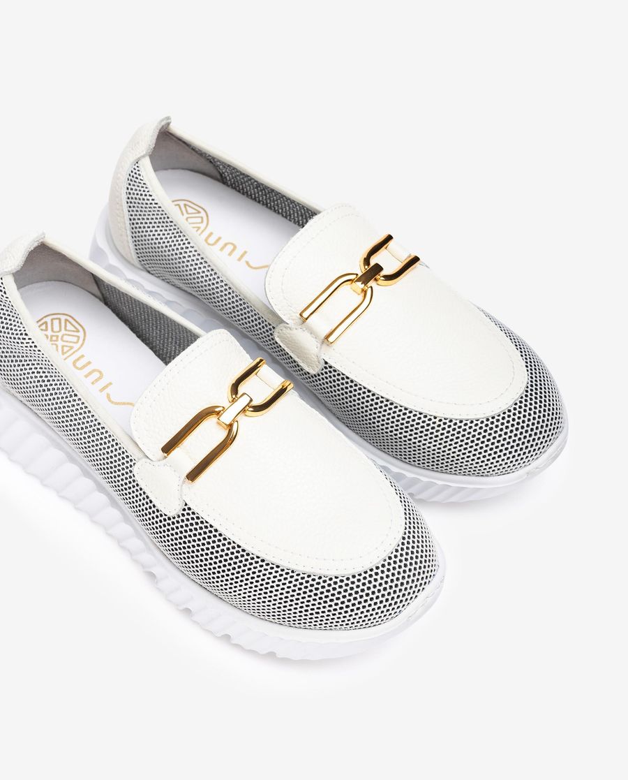 Unisa Mujer Mocasín de rejilla - Blanco