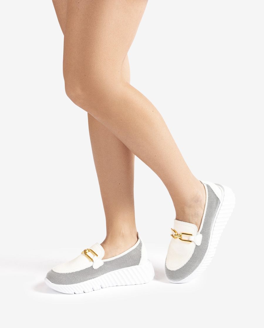 Unisa Mujer Mocasín de rejilla - Blanco