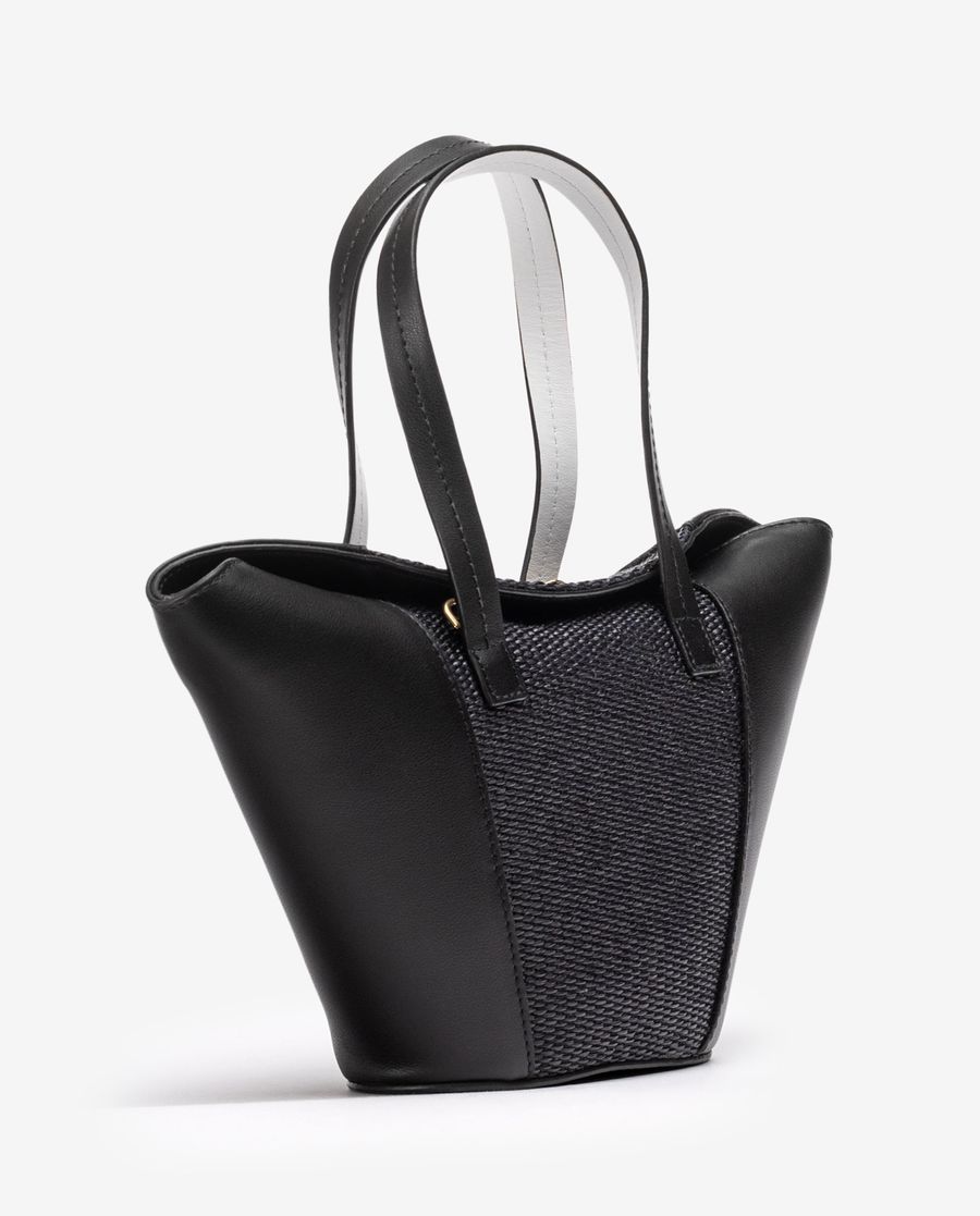 Unisa Mujer Bolso pequeño de piel y rafia - Negro