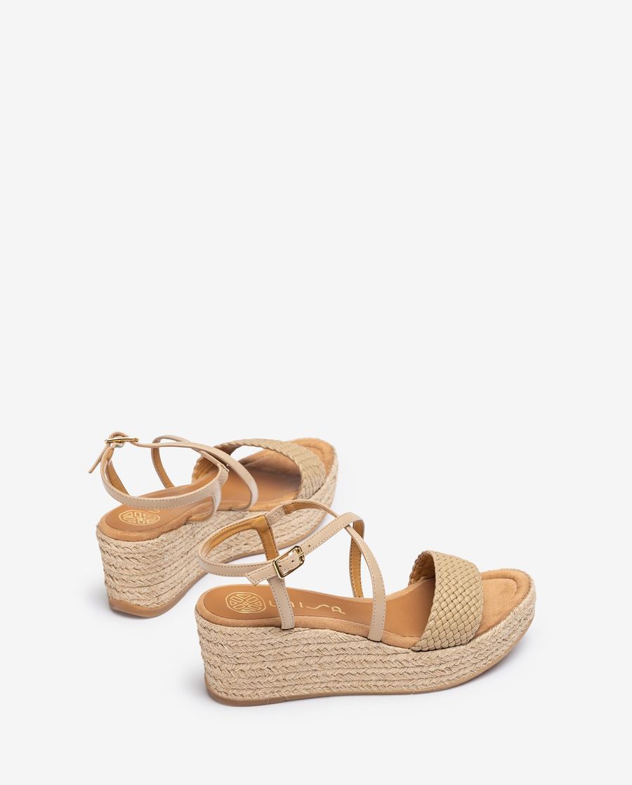 Unisa Mujer Sandalia de rafia en piel - Beige
