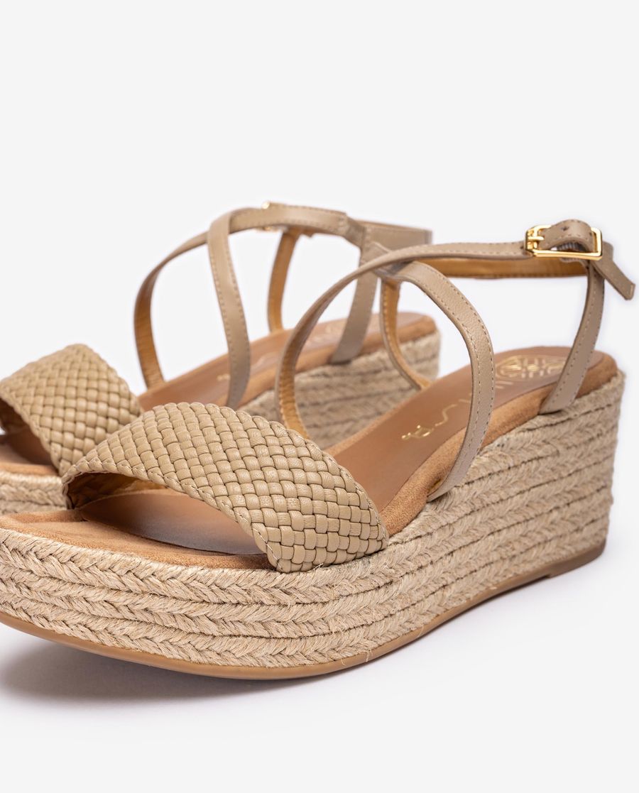 Unisa Mujer Sandalia de rafia en piel - Beige