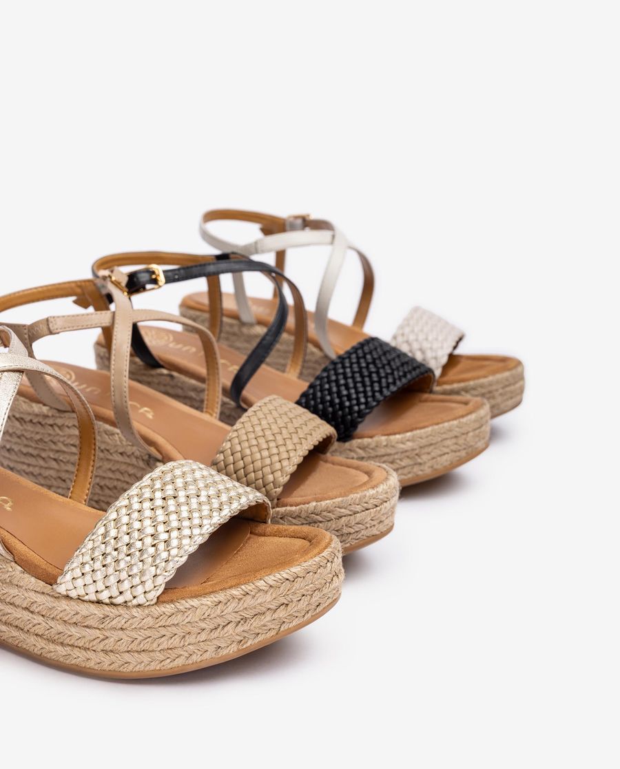 Unisa Mujer Sandalia de rafia en piel - Beige