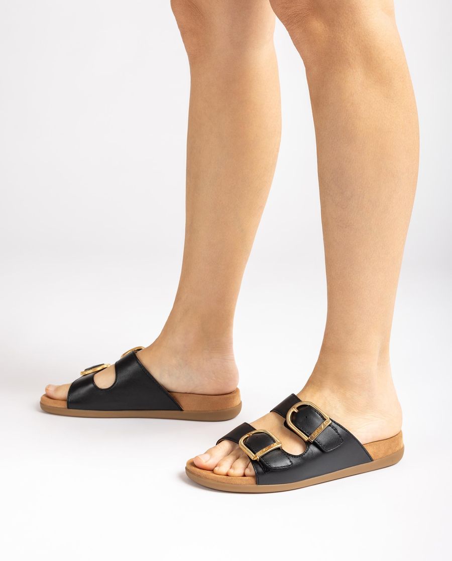 Unisa Mujer Sandalia plana con doble hebilla - Negro