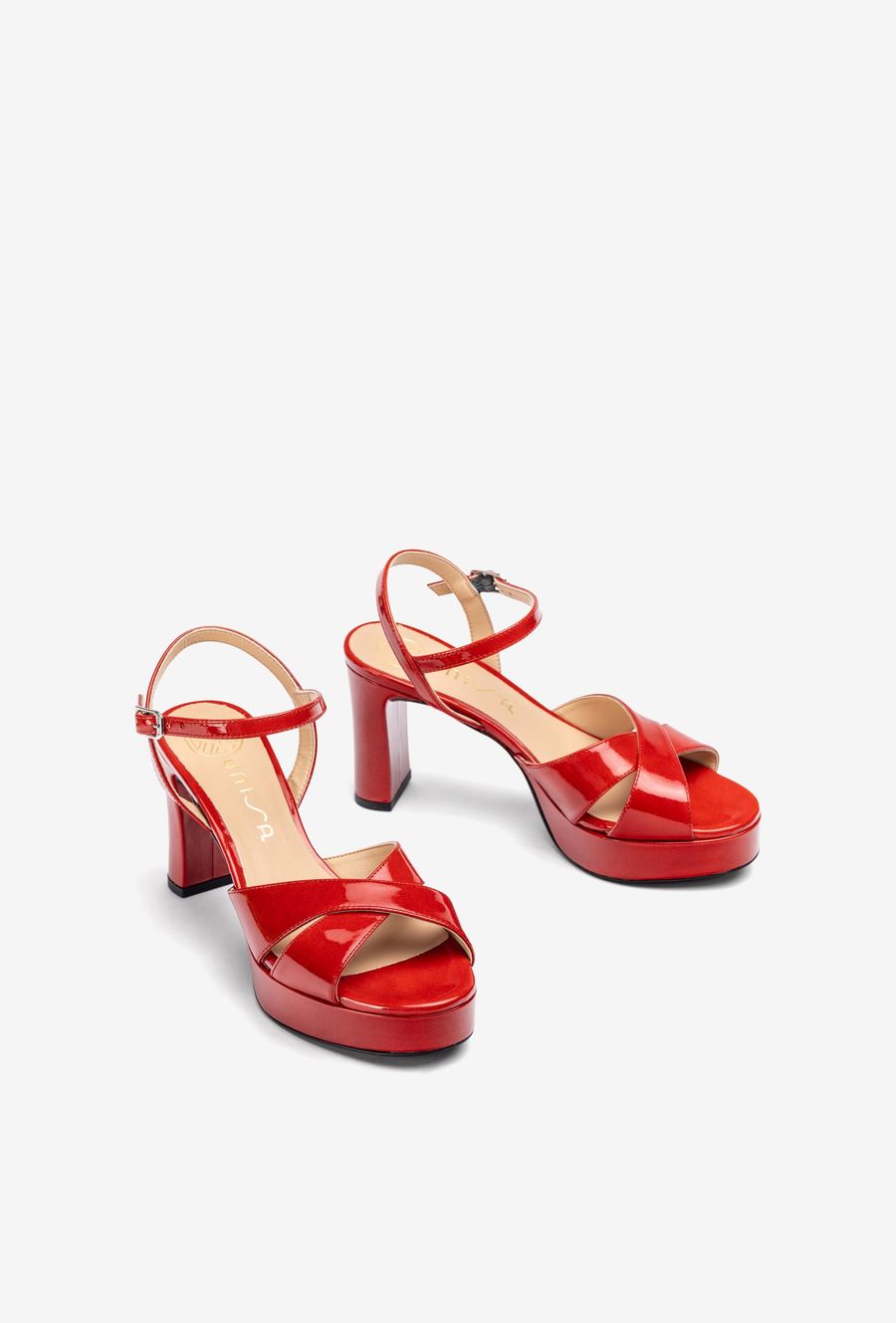 Unisa Mujer Sandalia con tacón y plataforma - Rojo