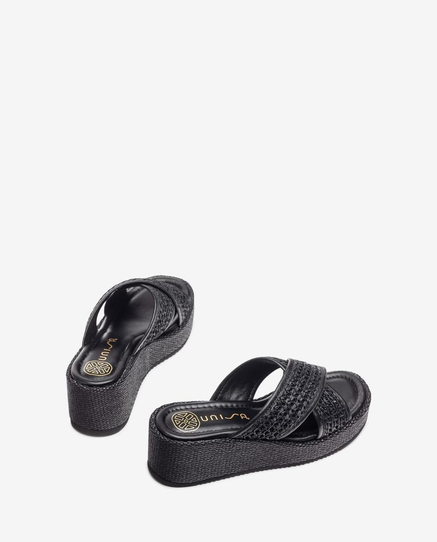 Unisa Mujer Sandalia de tiras anchas de rafia - Negro