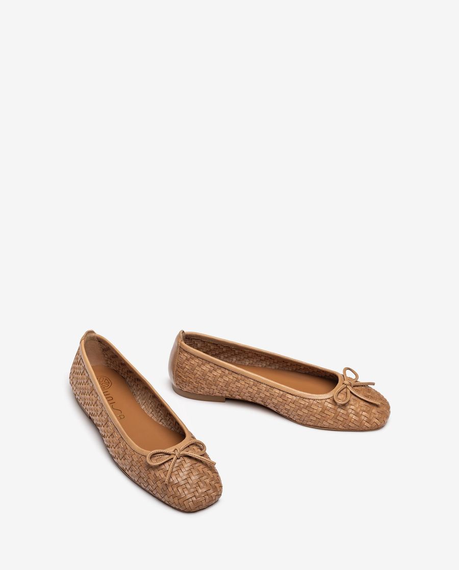 Unisa Mujer Bailarina de piel trenzada - Beige