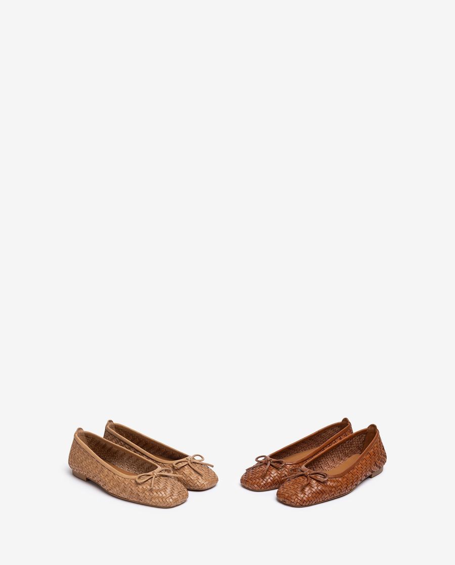 Unisa Mujer Bailarina de piel trenzada - Beige