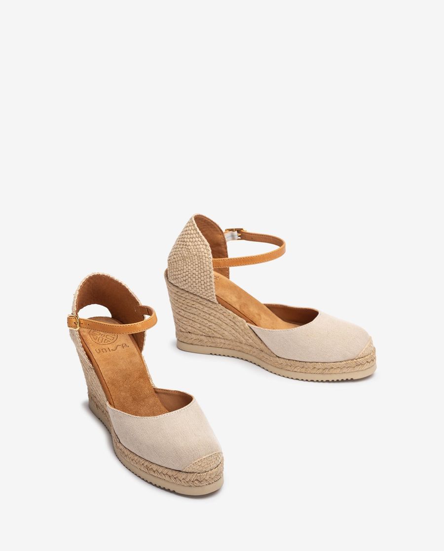 Unisa Mujer Alpargata de cuña alta en Ecolino - Beige