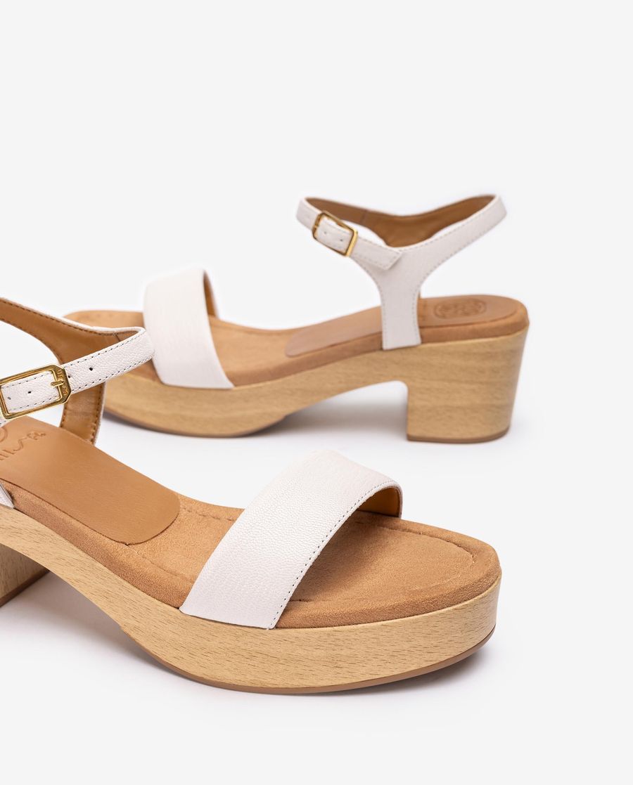 Unisa Mujer Sandalia bloque efecto madera - Blanco