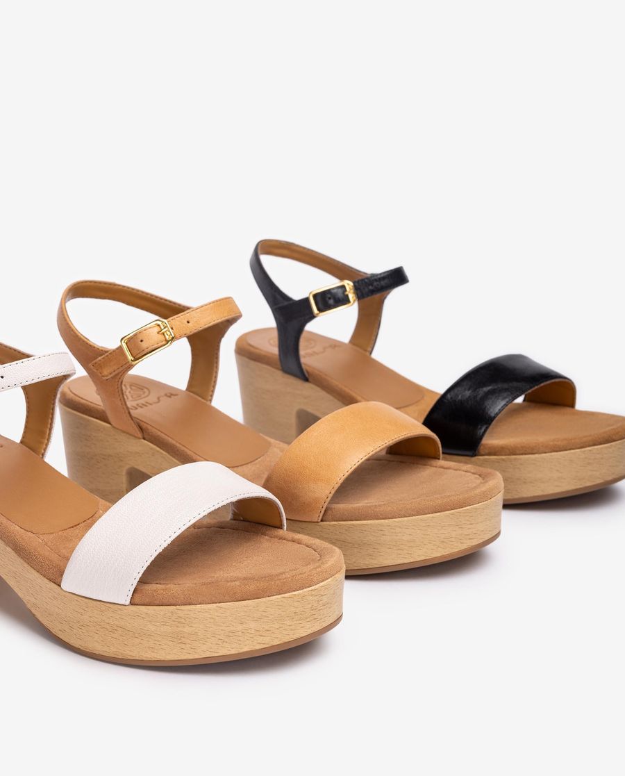 Unisa Mujer Sandalia bloque efecto madera - Blanco