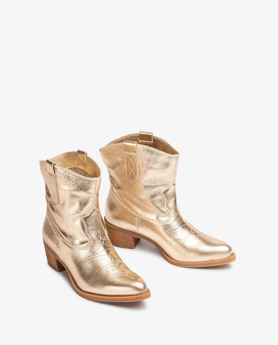 Unisa Mujer Botín western  con pespuntes - Oro