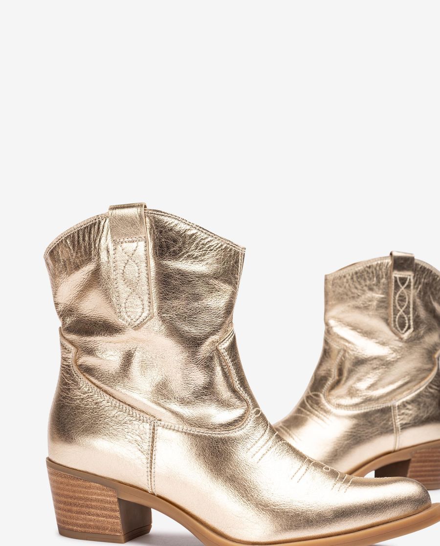 Unisa Mujer Botín western  con pespuntes - Oro