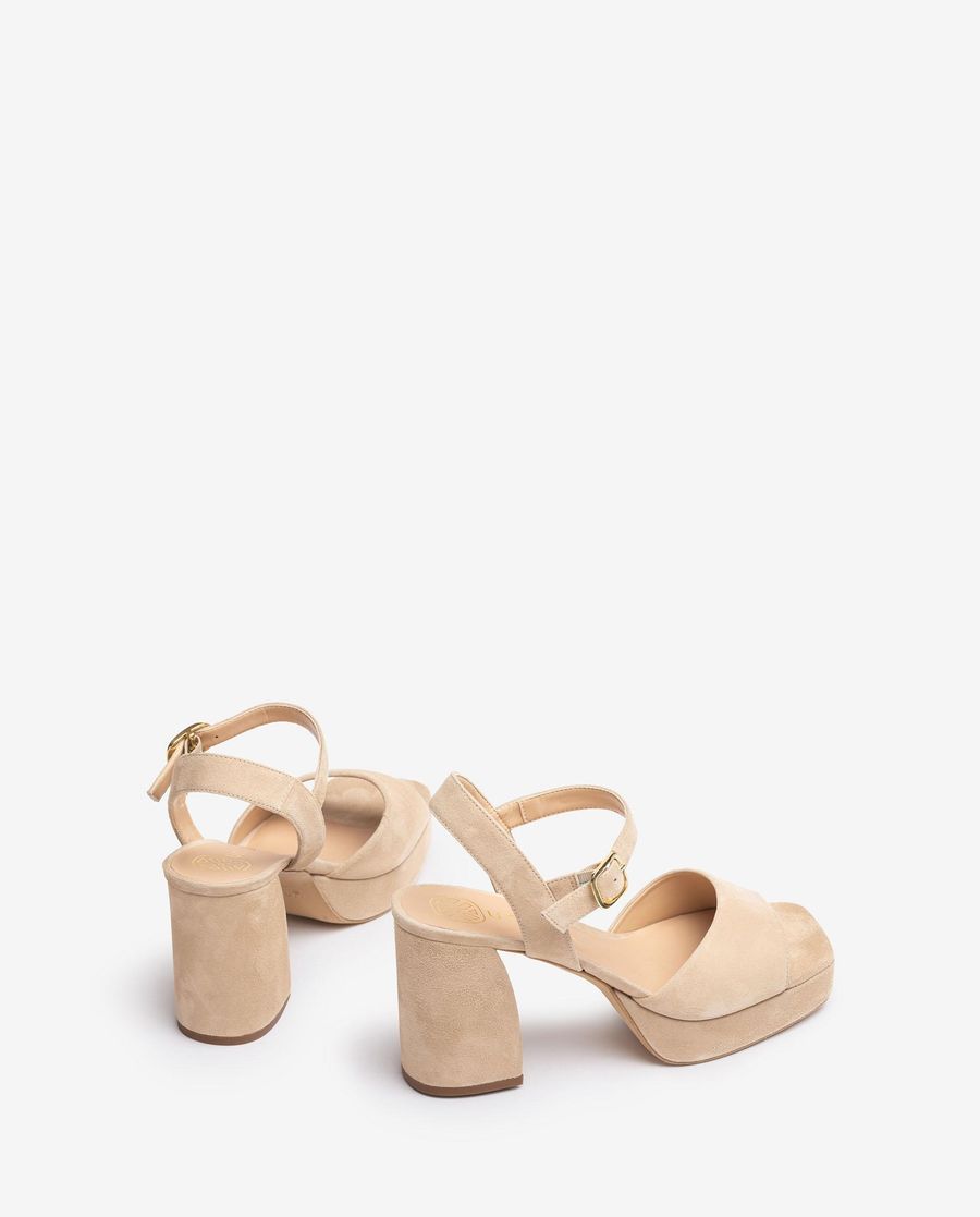 Unisa Mujer Sandalia de ante y tacón ancho - Beige